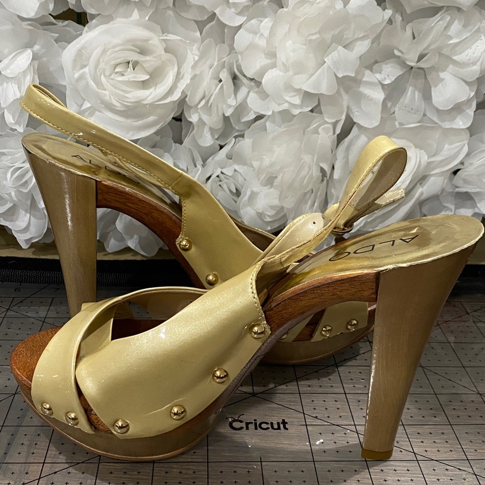 Aldo Metallic Gold Platform Sandals
